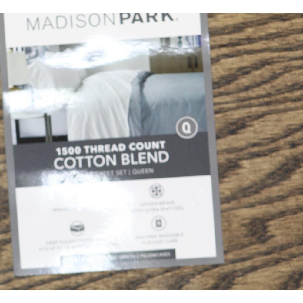 Madison Park 1500 Thread Count 4-Piece Bed Sheet Set 0008656989741 White Queen - Picture 3 of 8